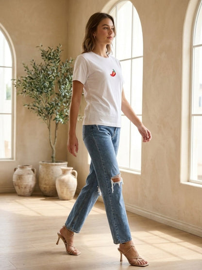 Hand Beaded Chilli Cotton T-shirt - GAIIA