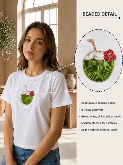 Hand Beaded Coconut Cotton Crop Top - GAIIA