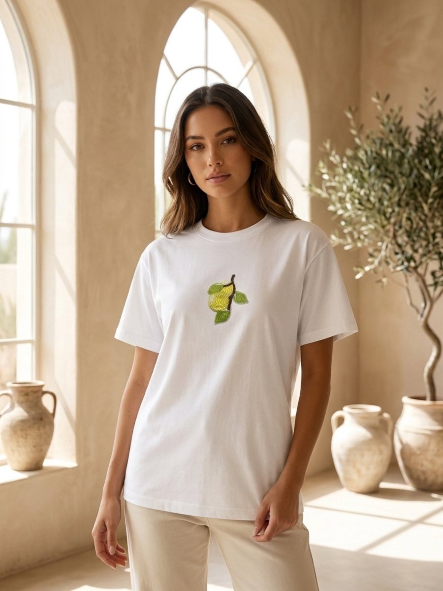 Hand Beaded Lemon Cotton T-shirt - GAIIA