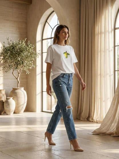 Hand Beaded Lemon Cotton T-shirt - GAIIA