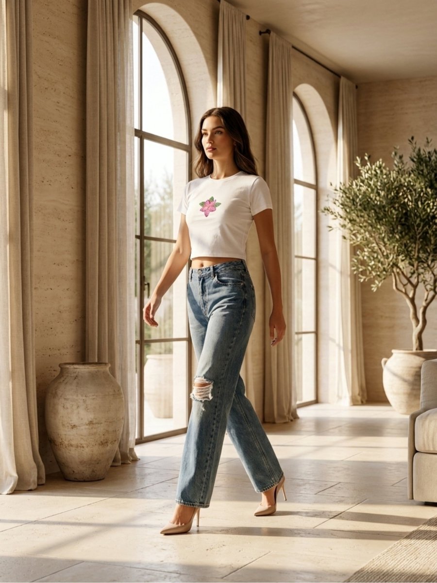 Hand Beaded Lily Cotton Crop Top - GAIIA