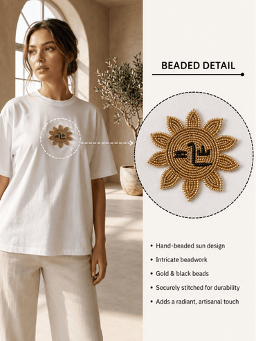 Hand Beaded Sun Cotton T-shirt - GAIIA