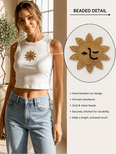 Hand Beaded Sun Cotton Tank Top - GAIIA