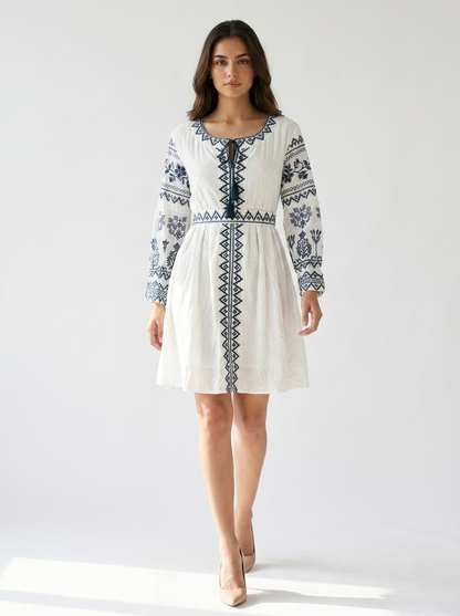 Embroidered Fit & Flare Dress