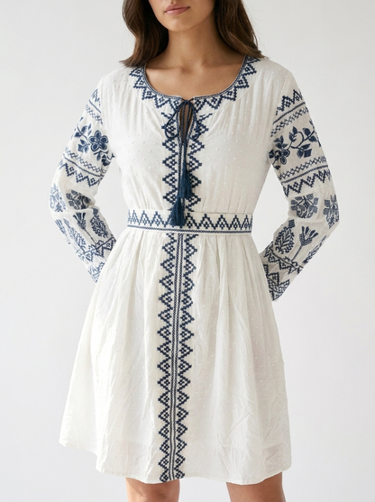 Embroidered Fit & Flare Dress