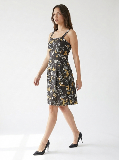 Petal Pop Square Neck Sleeveless Cotton Dress