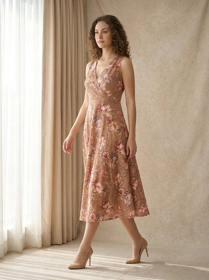 Floral Wrap-Neck Fit & Flare Dress