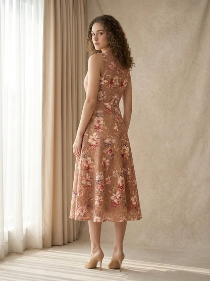 Floral Wrap-Neck Fit & Flare Dress