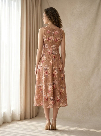 Floral Wrap-Neck Fit & Flare Dress