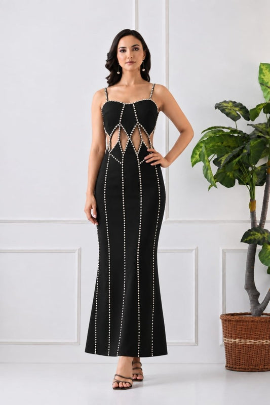 Midnight Pearl Cut-Out Gown - GAIIA