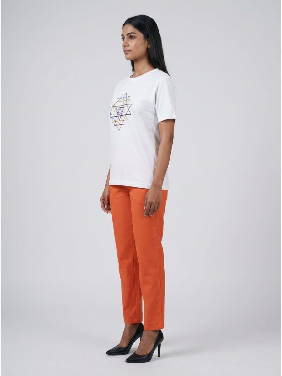 Multicolour Beaded Sri Yantra Cotton T-Shirts - GAIIA