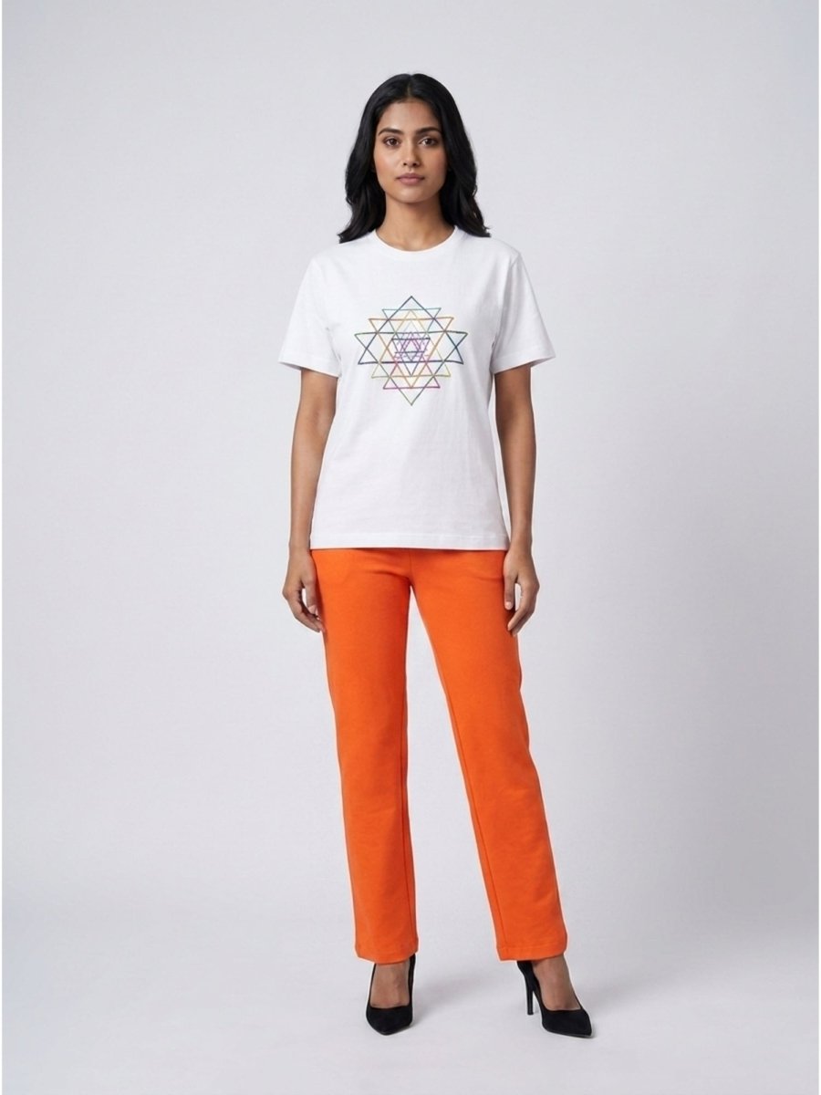 Multicolour Beaded Sri Yantra Cotton T-Shirts - GAIIA