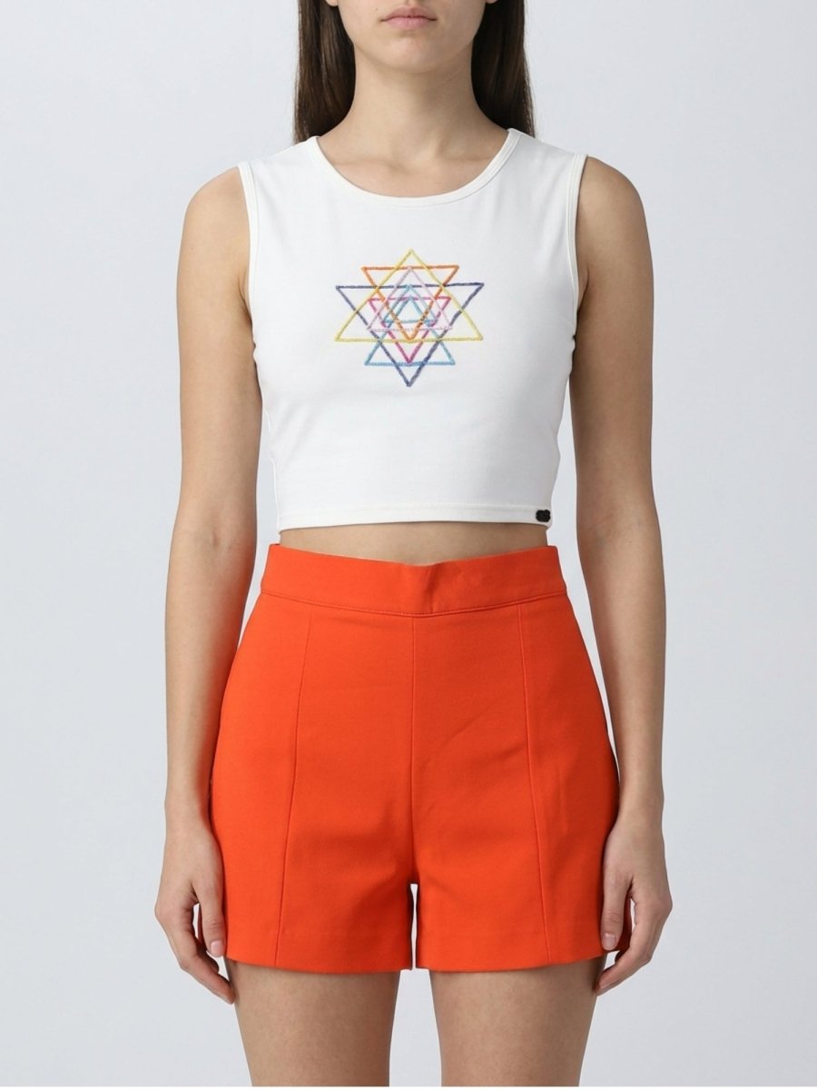 Multicolour Beaded Sri Yantra Cotton Tank Top - GAIIA