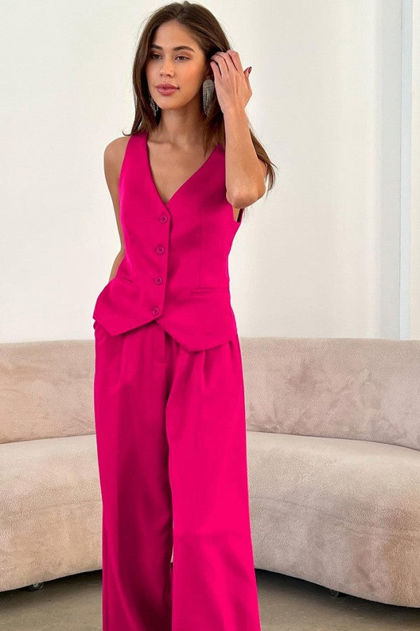 HOT PINK WAIST COAT SET