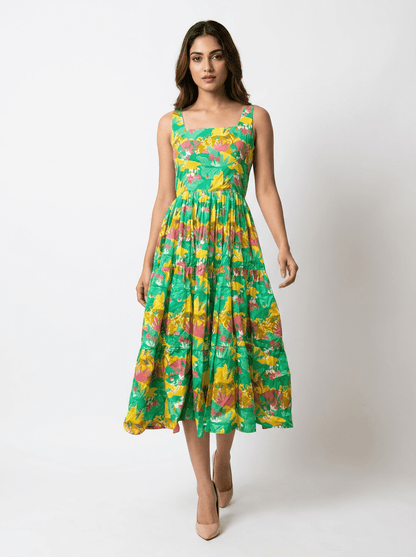 Petal Pop Square Neck Cotton Dress - GAIIA