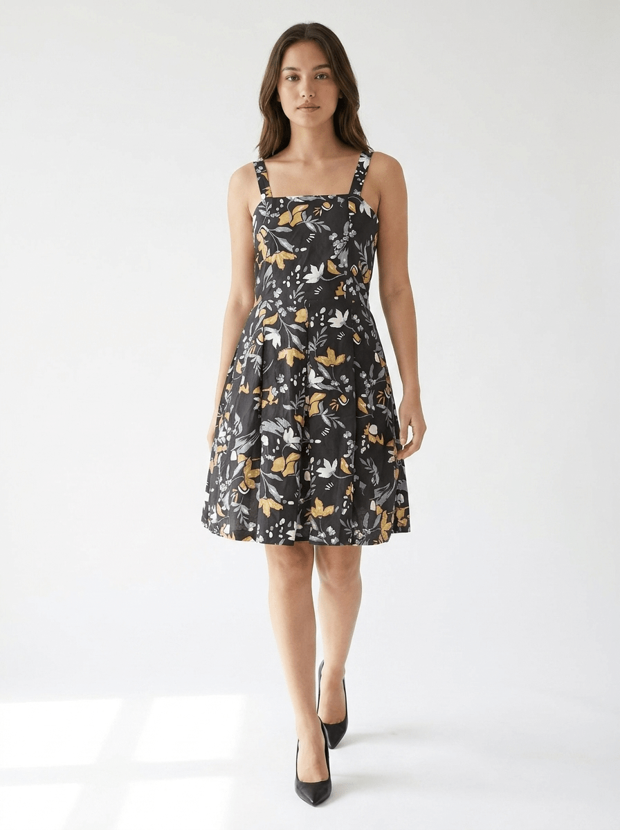 Petal Pop Square Neck Sleeveless Cotton Dress - GAIIA