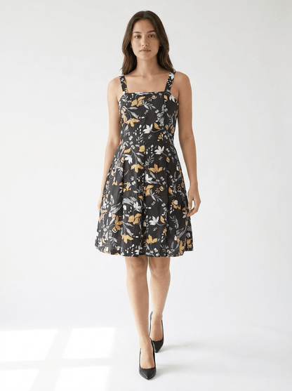 Petal Pop Square Neck Sleeveless Cotton Dress - GAIIA