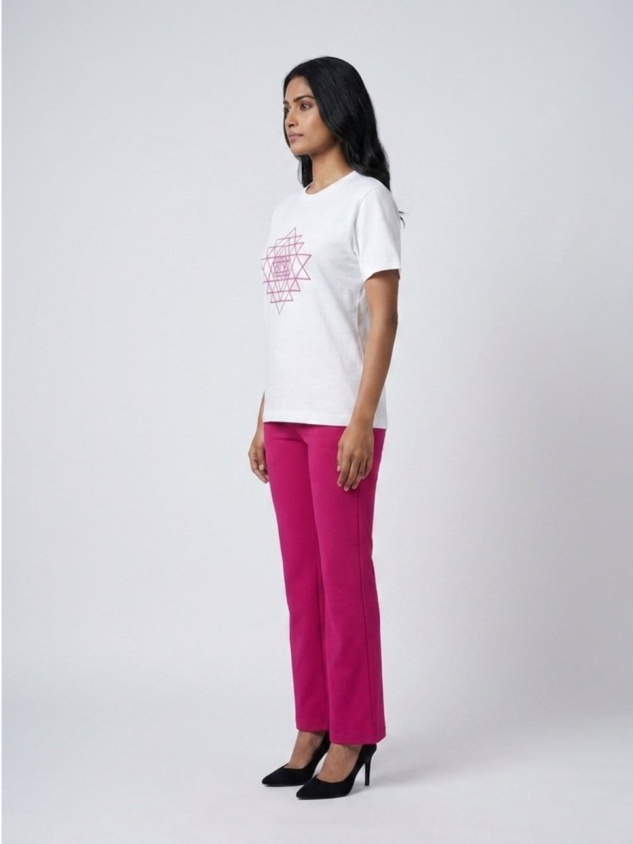 Pink Beaded Sri Yantra Cotton T-Shirts - GAIIA