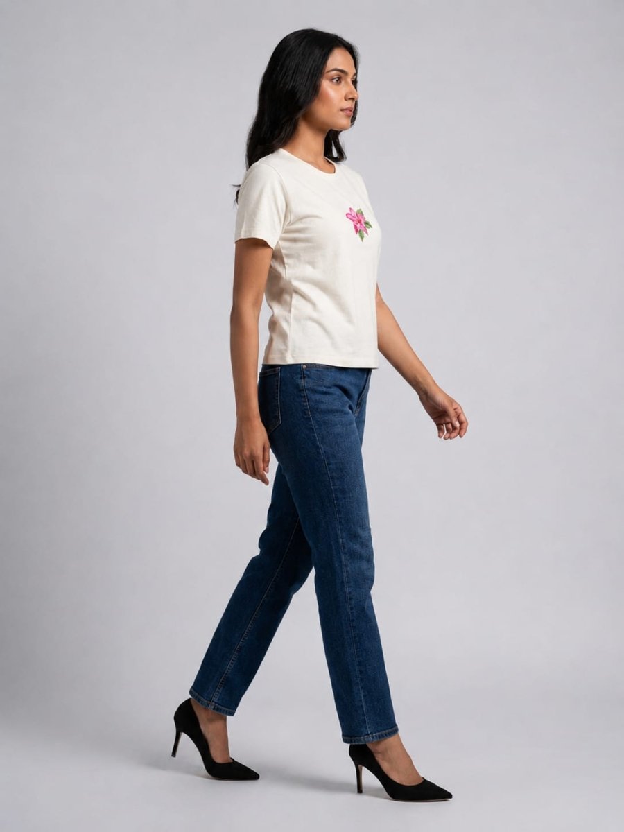 Pink Hand Beaded Lily T-Shirt - GAIIA
