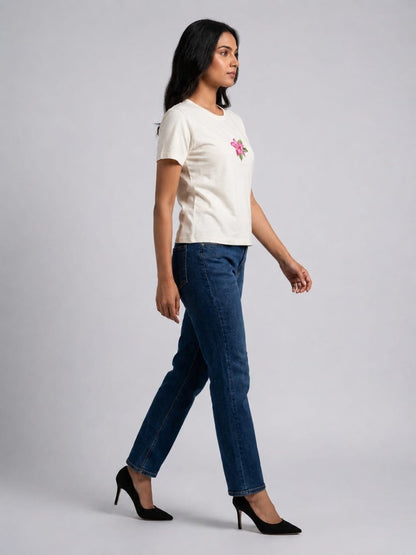 Pink Hand Beaded Lily T-Shirt - GAIIA