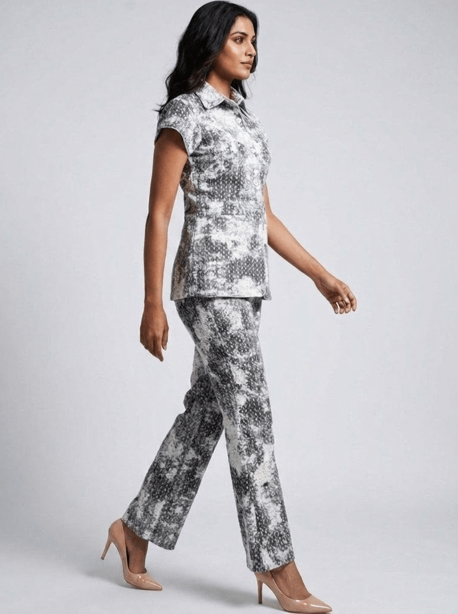Silver Smokey Vibe Embellished Co-Ord Set - GAIIA