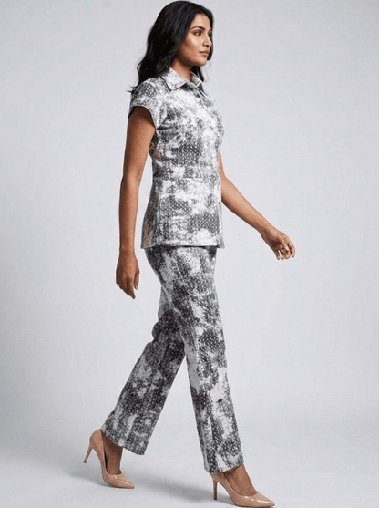 Silver Smokey Vibe Embellished Co-Ord Set - GAIIA