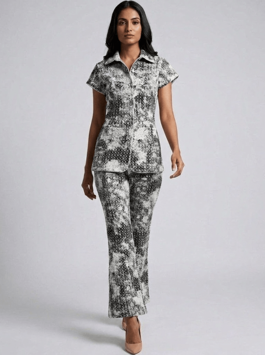 Silver Smokey Vibe Embellished Co-Ord Set - GAIIA