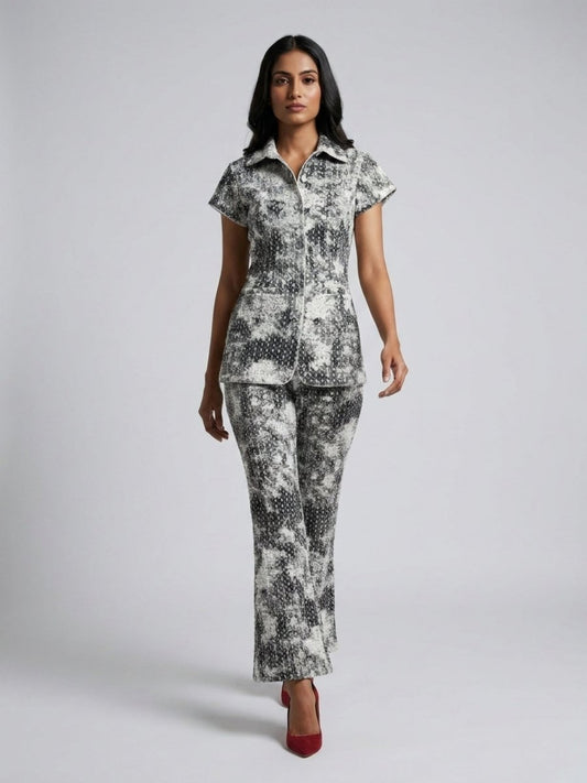 Silver Smokey Vibe Embellished Co - Ord Set - GAIIA