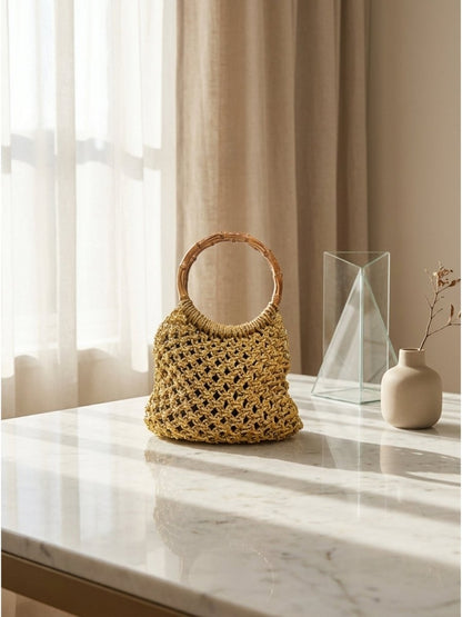Solara Handwoven Bamboo Handle Mini Tote - GAIIA