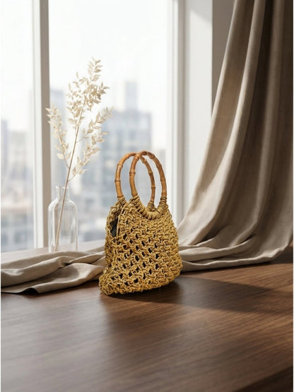Solara Handwoven Bamboo Handle Mini Tote - GAIIA