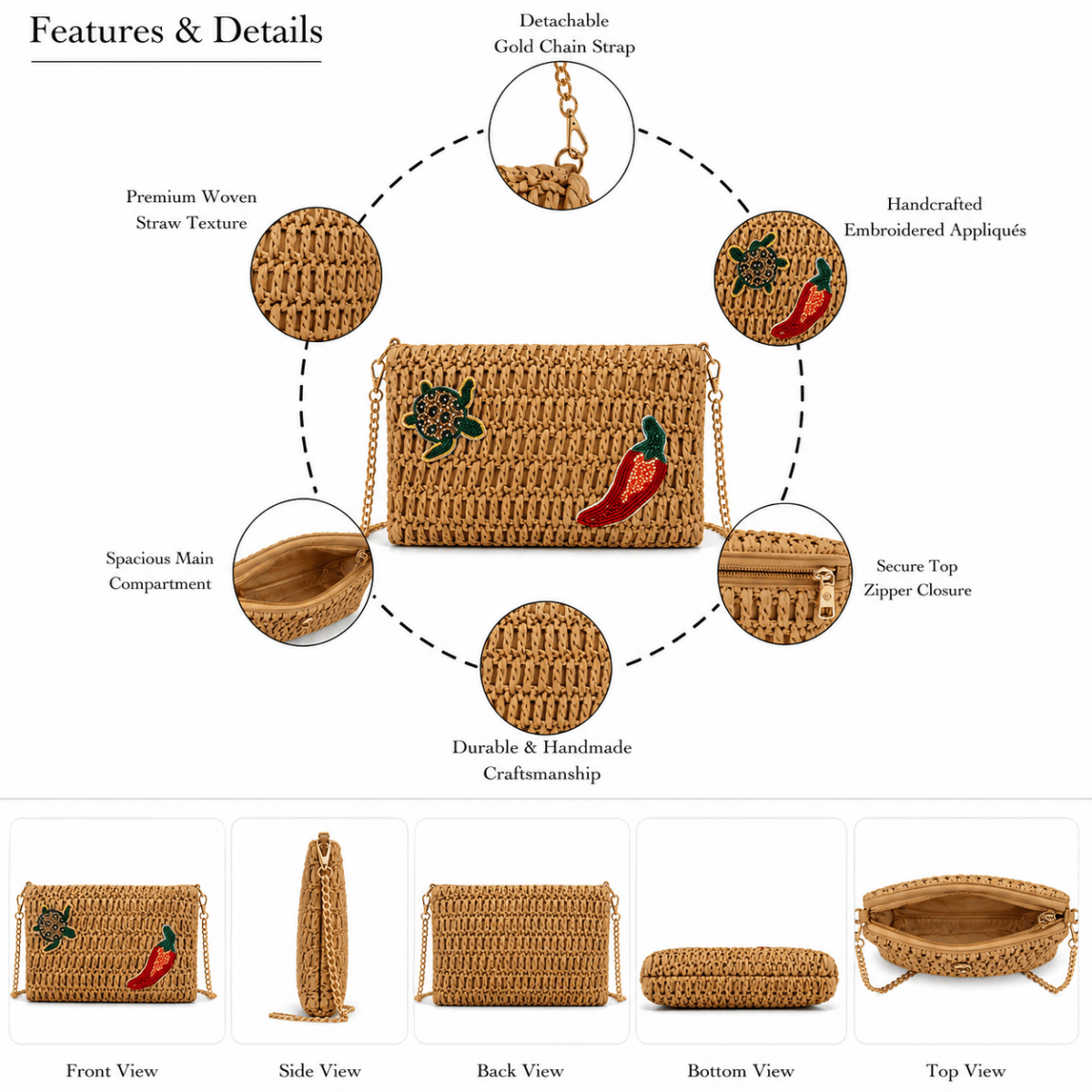 Spice Trail Beaded Handwoven Clutch - GAIIA