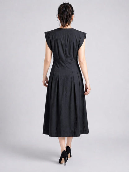 Urban Grace Charcoal Structured Midi Dress - GAIIA