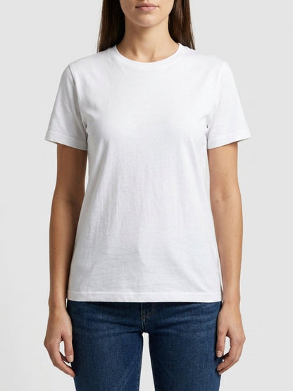 White Cotton Solid Tshirt - GAIIA