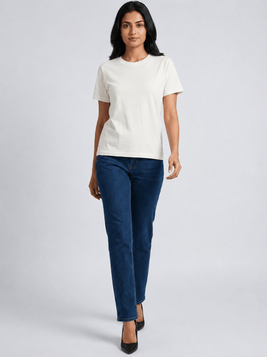 White Cotton Solid Tshirt - GAIIA