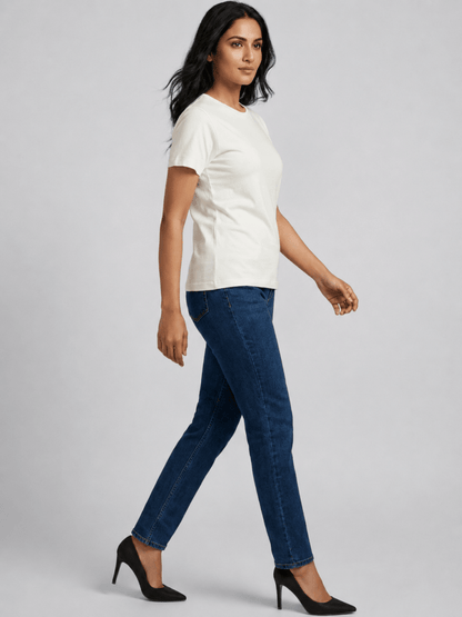 White Cotton Solid Tshirt - GAIIA