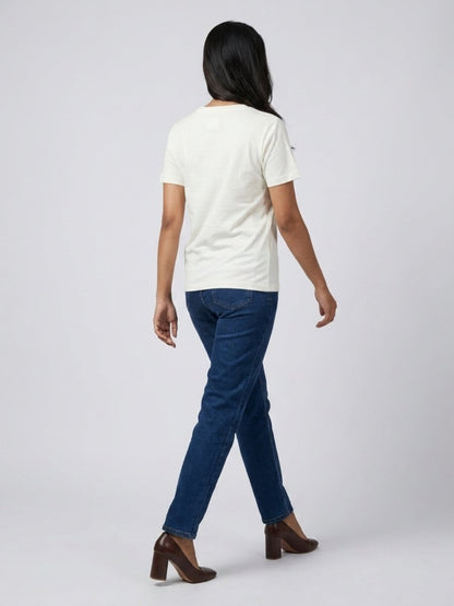 White Cotton Solid Tshirt - GAIIA