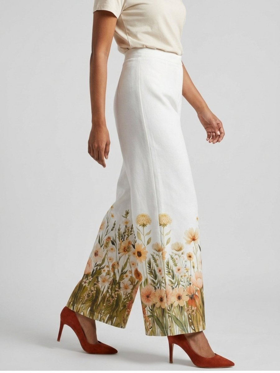 White Floral Print Shirt With Palazzo Co - Ord Set - GAIIA