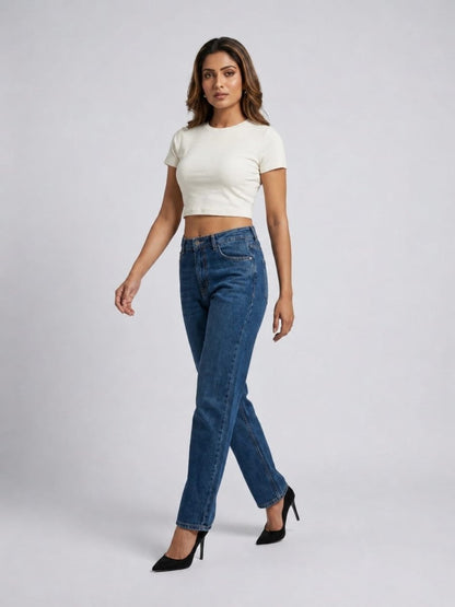 White Solid Cotton Crop Top - GAIIA