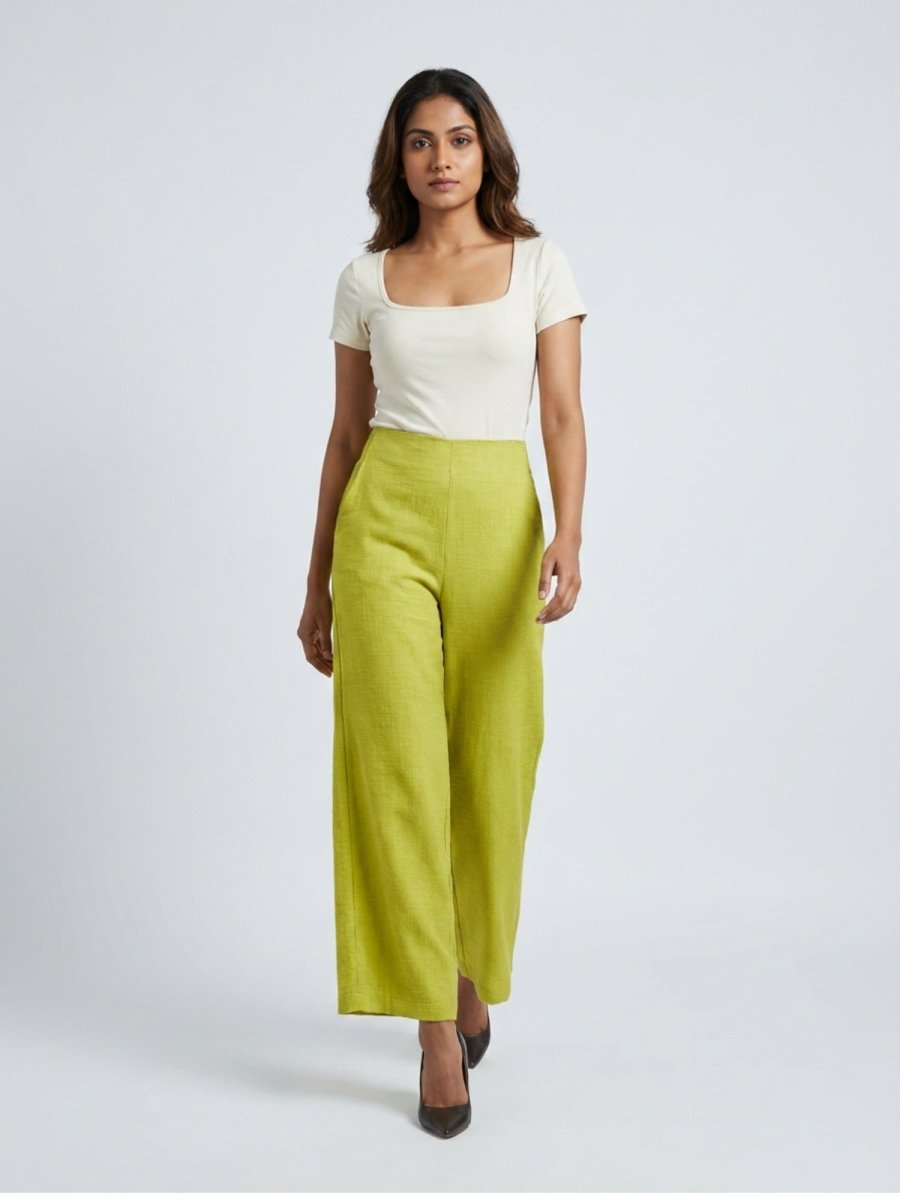 Women Black Solid Linen Blend Trouser - GAIIA