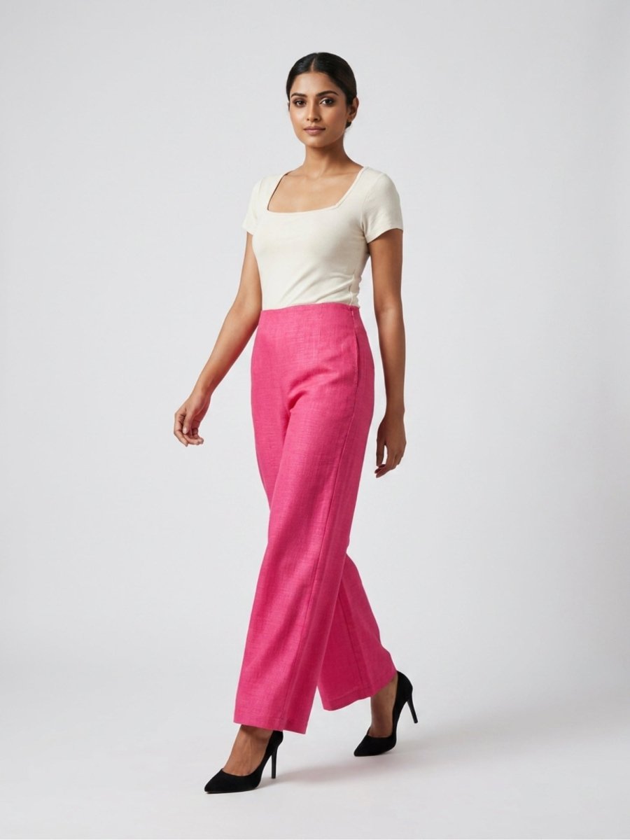 Women Black Solid Linen Blend Trouser - GAIIA