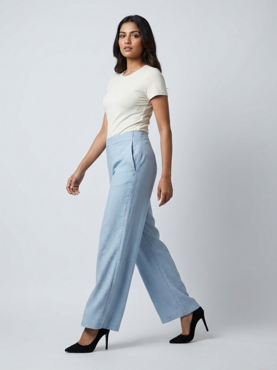 Women Black Solid Linen Blend Trouser - GAIIA