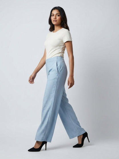 Women Black Solid Linen Blend Trouser - GAIIA
