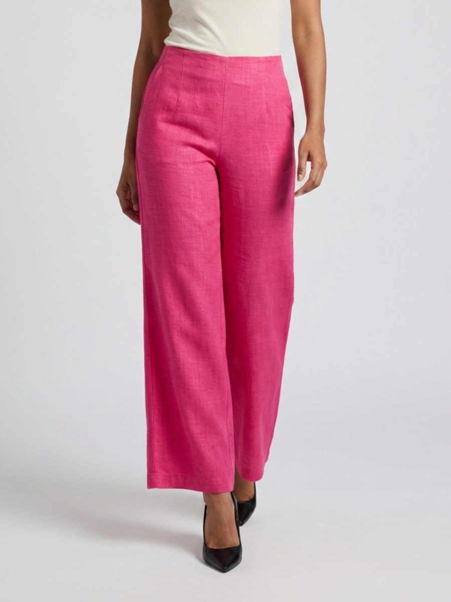 Women Black Solid Linen Blend Trouser - GAIIA