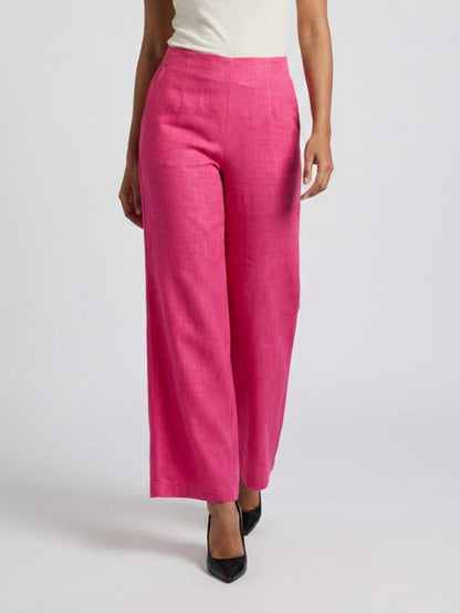 Women Black Solid Linen Blend Trouser - GAIIA