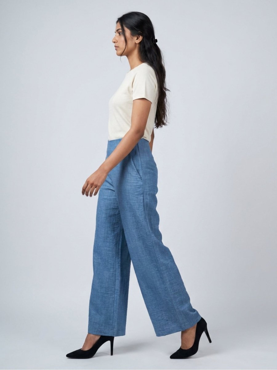 Women Black Solid Linen Blend Trouser - GAIIA