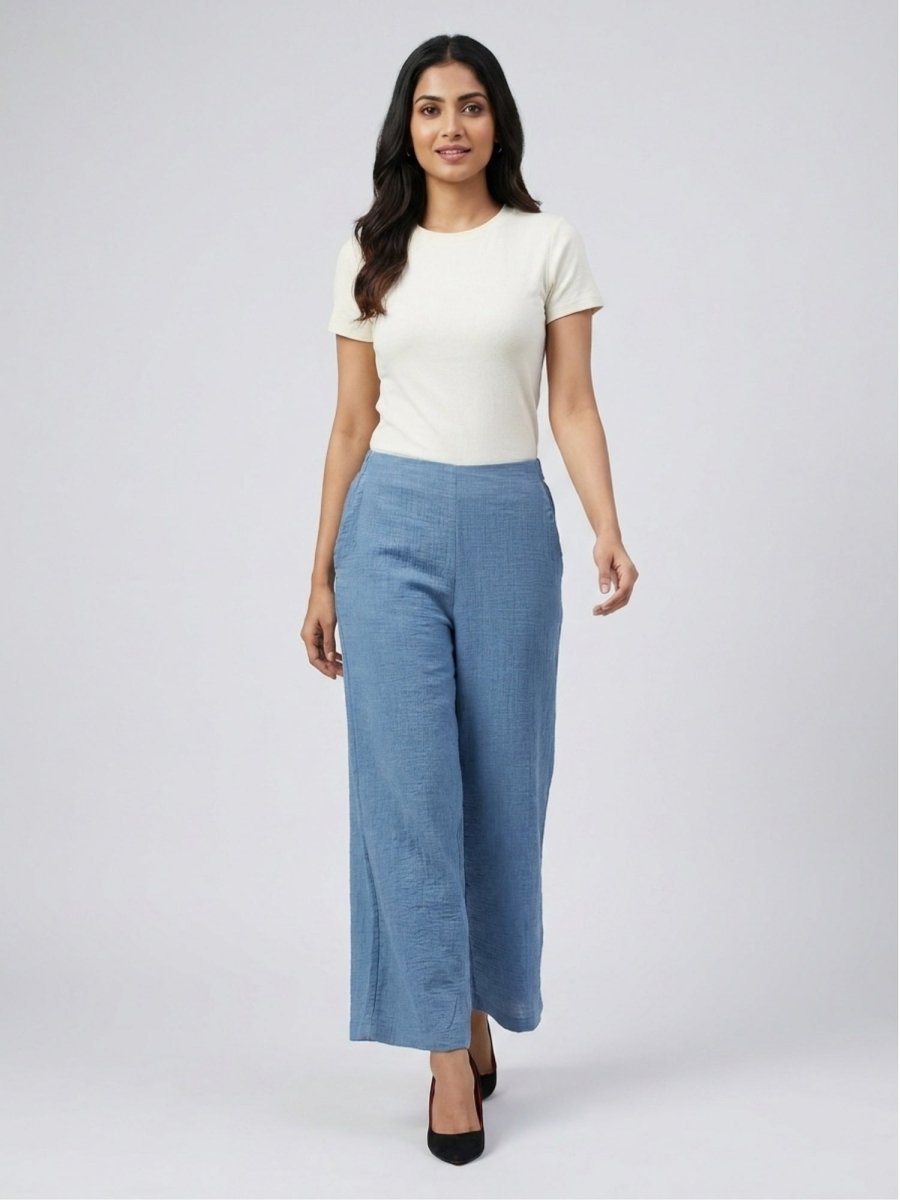 Women Black Solid Linen Blend Trouser - GAIIA