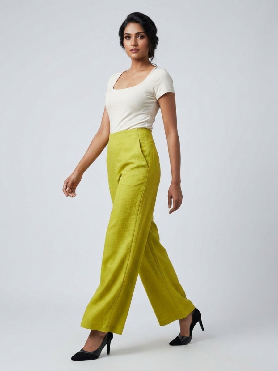 Women Black Solid Linen Blend Trouser - GAIIA
