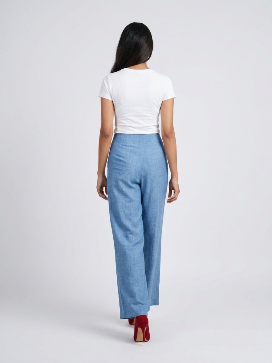 Women Black Solid Linen Blend Trouser - GAIIA