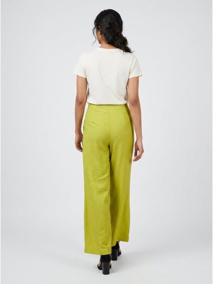 Women Black Solid Linen Blend Trouser - GAIIA