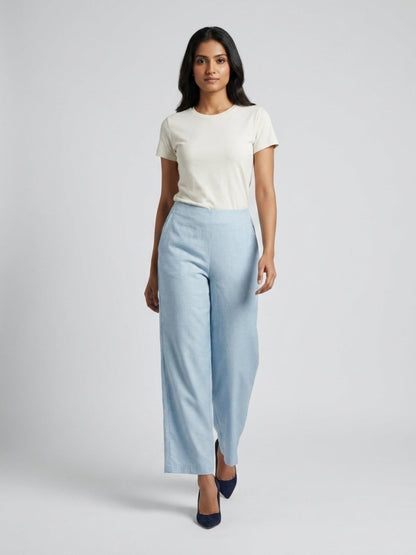 Women Black Solid Linen Blend Trouser - GAIIA